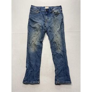 Mutual‎ Weave The Straight Jeans Mens 34x30 Blue Medium Wash Distressed Stretch